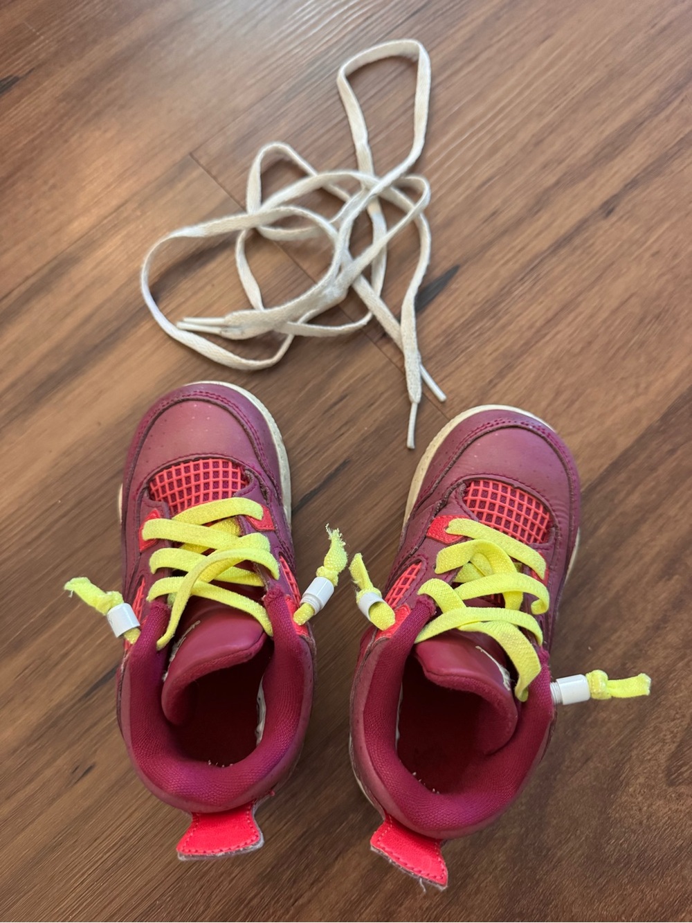 Nike Kids Burgundy Sneakers with Yellow Laces